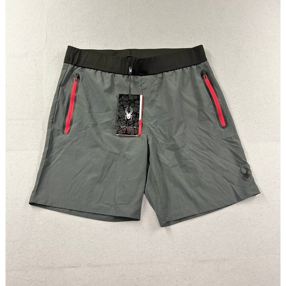 Spyder Lined Running Gym Shorts Black Athletic Stretch Mens Size Large